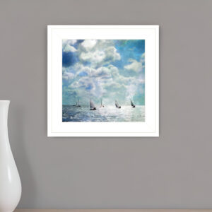 Sailing White Waters  White Framed Print Wall Art