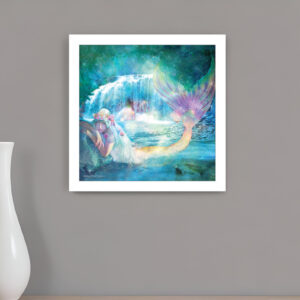 Woodland Cove Mermaid  White Framed Print Wall Art