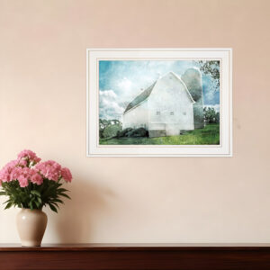 White Barn  White Framed Print Wall Art