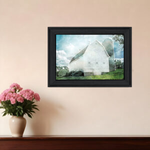White Barn  Black Framed Print Wall Art