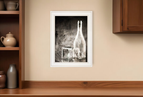 Moody Gray Glassware Still Life  White Framed Print Kitchen Wall Art