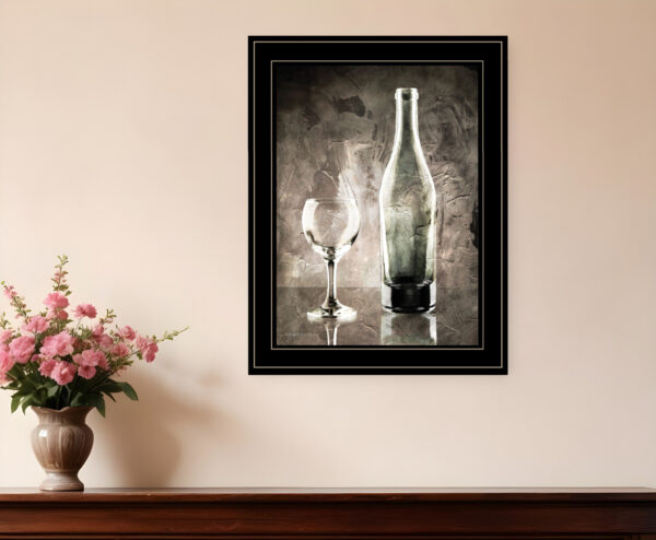 Moody Gray Wine Glass Still Life  Black Framed Print Wall Art