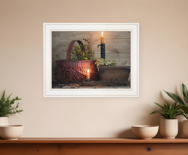 The Red Basket  White Framed Print Wall Art