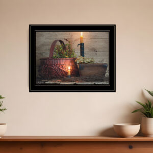The Red Basket  Black Framed Print Wall Art