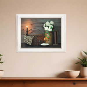 White Flowers  White Framed Print Wall Art