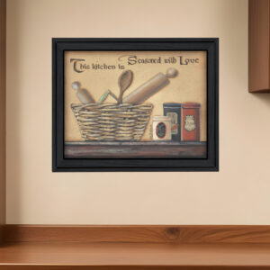 Seasoned with Love Black Framed Print Kitchen Wall Art