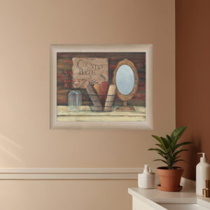 Country Bath  Brown Framed Print Bathroom Wall Art