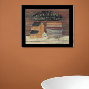 HOT BATH  Black Framed Print Bathroom Wall Art