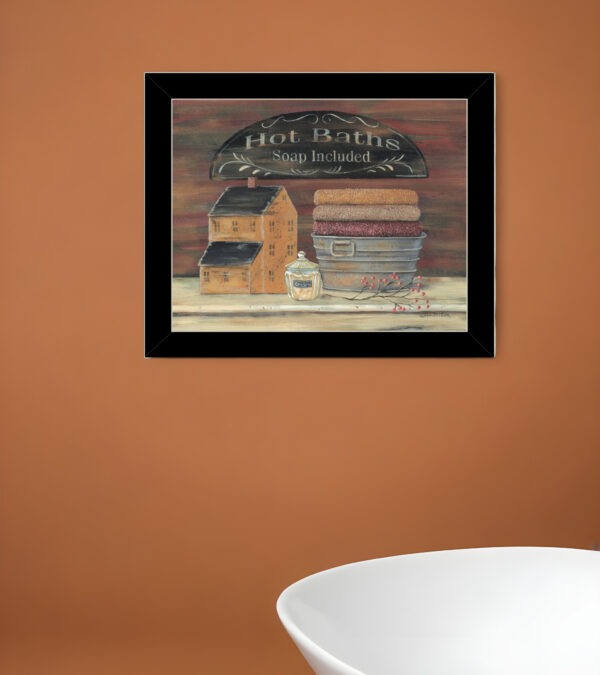 HOT BATH  Black Framed Print Bathroom Wall Art