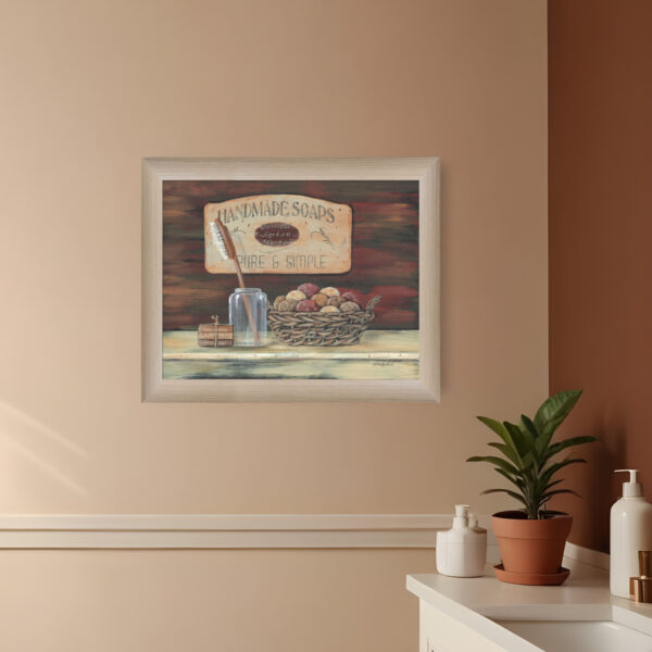 HANDMADE SOAPS  Brown Framed Print Bathroom Wall Art