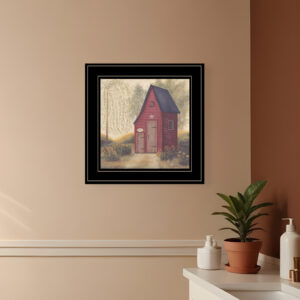 Folk Art Outhouse II  Black Framed Print Bathroom Wall Art