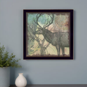Deer Black Framed Print Wall Art