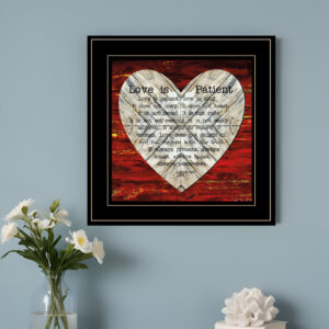 Love is Patient  Black Framed Print Wall Art