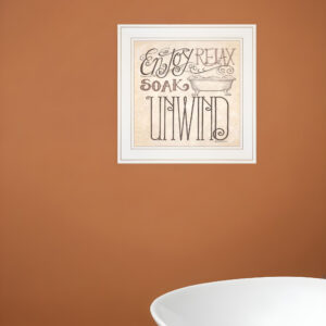Soak and Relax  White Framed Print Bathroom Wall Art