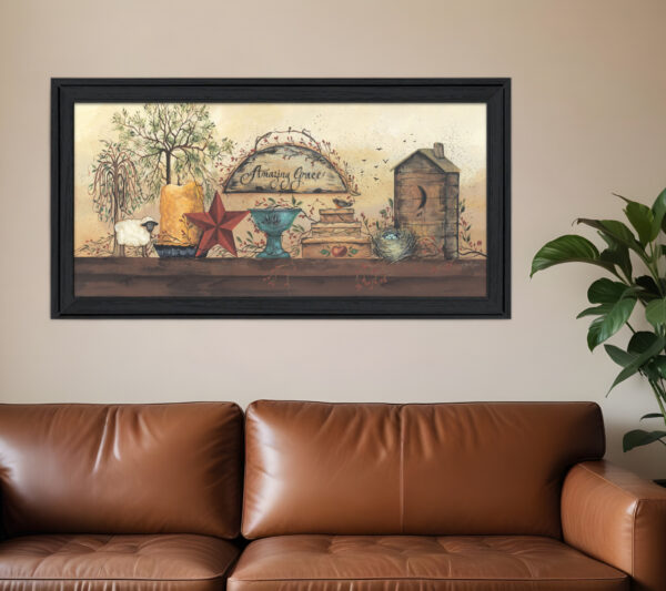 Amazing Grace Shelf  Black Framed Print Wall Art