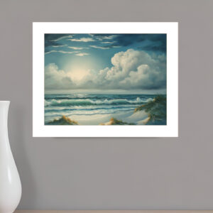 Moon Glow  White Framed Print Wall Art