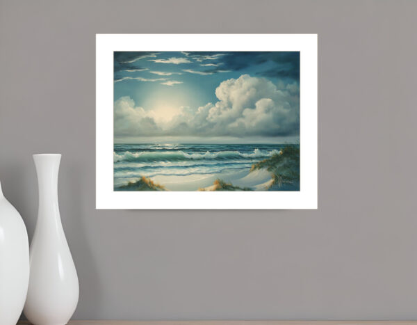 Moon Glow  White Framed Print Wall Art
