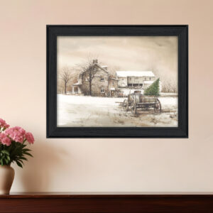 Bringing Home the Tree  Black Framed Print Wall Art