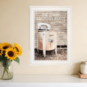 Laundry Room  White Framed Print Bathroom Wall Art