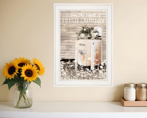 Fresh Laundry  White Framed Print Bathroom Wall Art