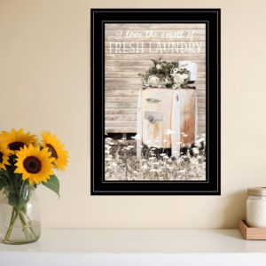 Fresh Laundry  Black Framed Print Bathroom Wall Art