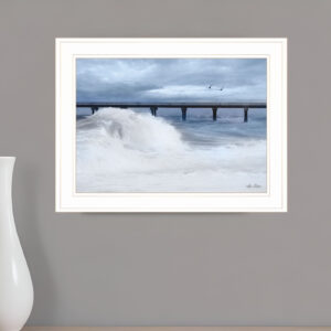 Blue Waves  White Framed Print Wall Art