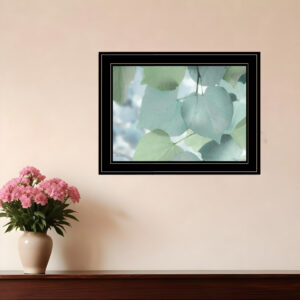Aqua Leaves  Black Framed Print Wall Art