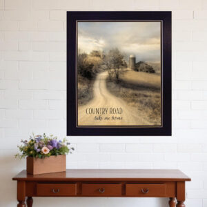 Country Road Take Me Home  Black Framed Print Wall Art