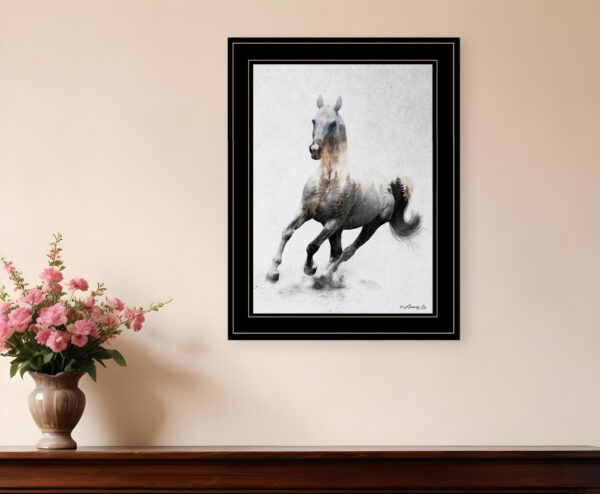 Galloping Stallion  Black Framed Print Wall Art