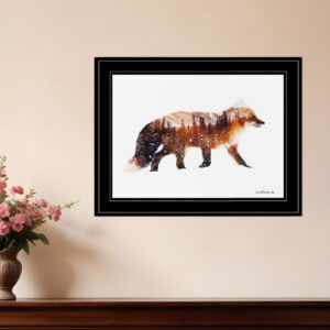 Arctic Red Fox  Black Framed Print Wall Art