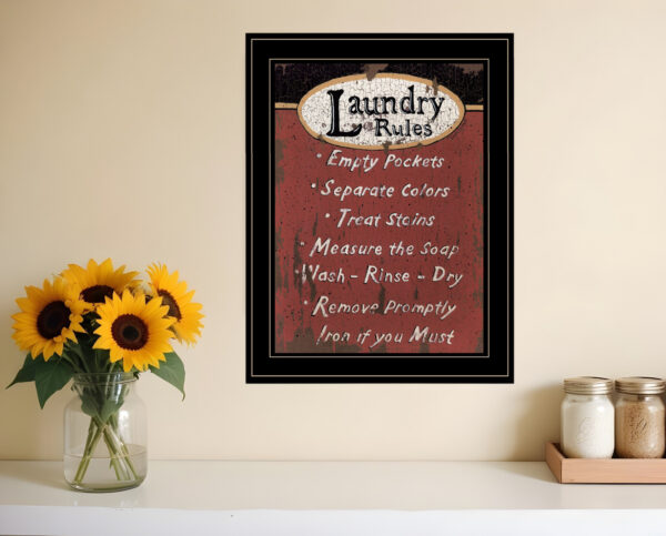Laundry Rules  Black Framed Print Bathroom Wall Art