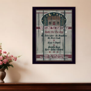 Cabin Rules  Black Framed Print Wall Art