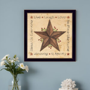 Live Laugh Love Barn Star Black Framed Print Wall Art