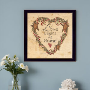 Love Begins at Home  Black Framed Print Wall Art