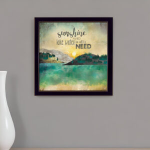 Sunshine and Lake Water  Black Framed Print Wall Art