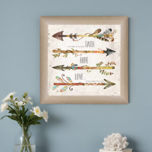 Faith Hope Love Brown Framed Print Wall Art