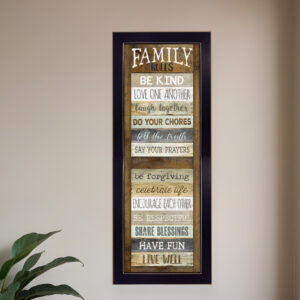 Family Rules Shutter  Black Framed Print Wall Art