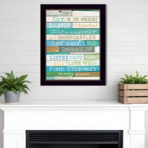 Live in the Present  Black Framed Print Wall Art