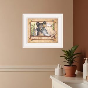 Bear Necessities  White Framed Print Bathroom Wall Art