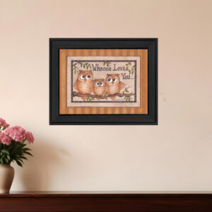 Whoooo Loves You Black Framed Print Wall Art