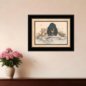 Gone Fishing  Black Framed Print Wall Art
