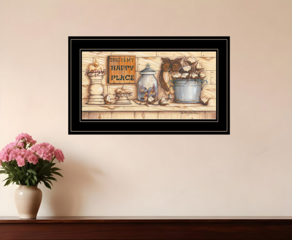 My Happy Place  Black Framed Print Wall Art