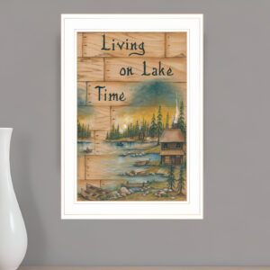 Living On The Lake  White Framed Print Wall Art