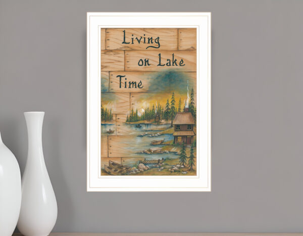 Living On The Lake  White Framed Print Wall Art