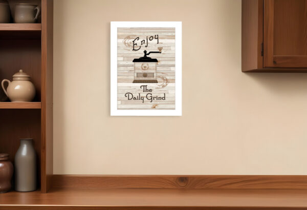 The Daily Grind  White Framed Print Kitchen Wall Art