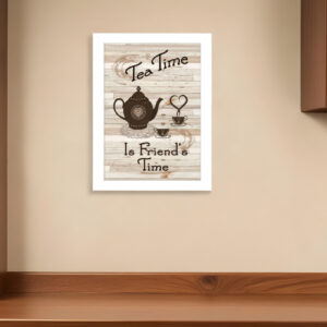 Tea Time  White Framed Print Kitchen Wall Art