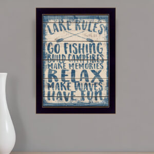 Lake Rules  Black Framed Print Wall Art