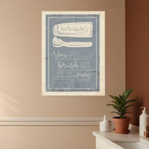 Brush Teeth  White Framed Print Wall Art