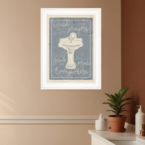 Wash Your Hands  White Framed Print Bathroom Wall Art