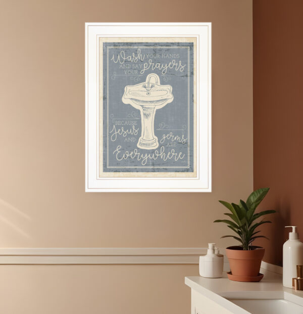 Wash Your Hands  White Framed Print Bathroom Wall Art